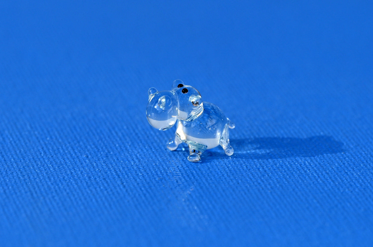 Lampwork Glass Hippo Miniature: Whimsical Hippo Character