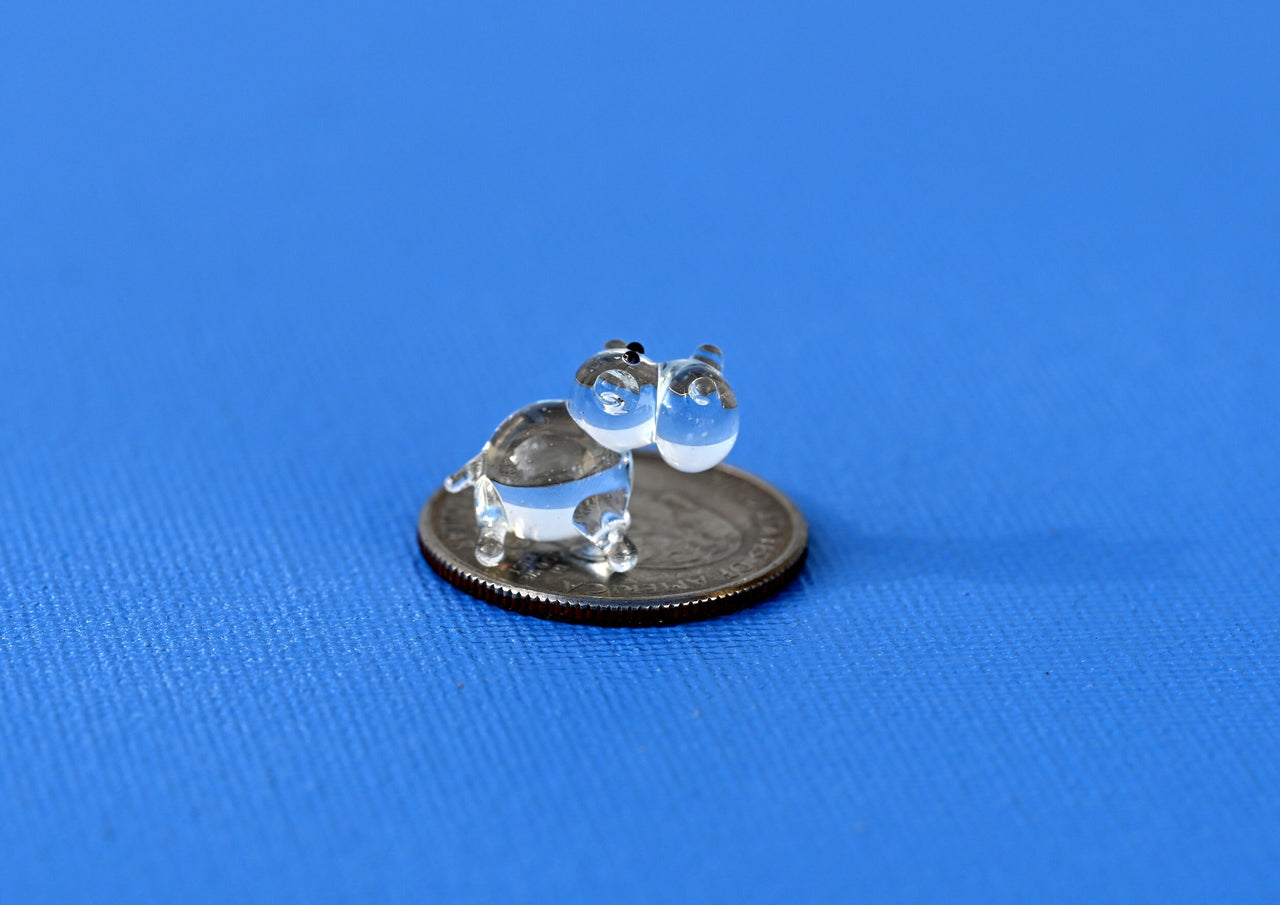 Lampwork Glass Hippo Miniature: Whimsical Hippo Character