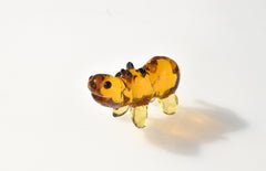 Amber Glass Hippo Figurine – Handcrafted Animal Sculpture, Unique Collectible Gift