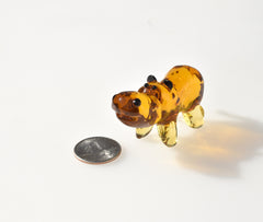 Amber Glass Hippo Figurine – Handcrafted Animal Sculpture, Unique Collectible Gift