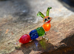 Lampwork Glass Caterpillar: Multicolored Whimsical Sculpture