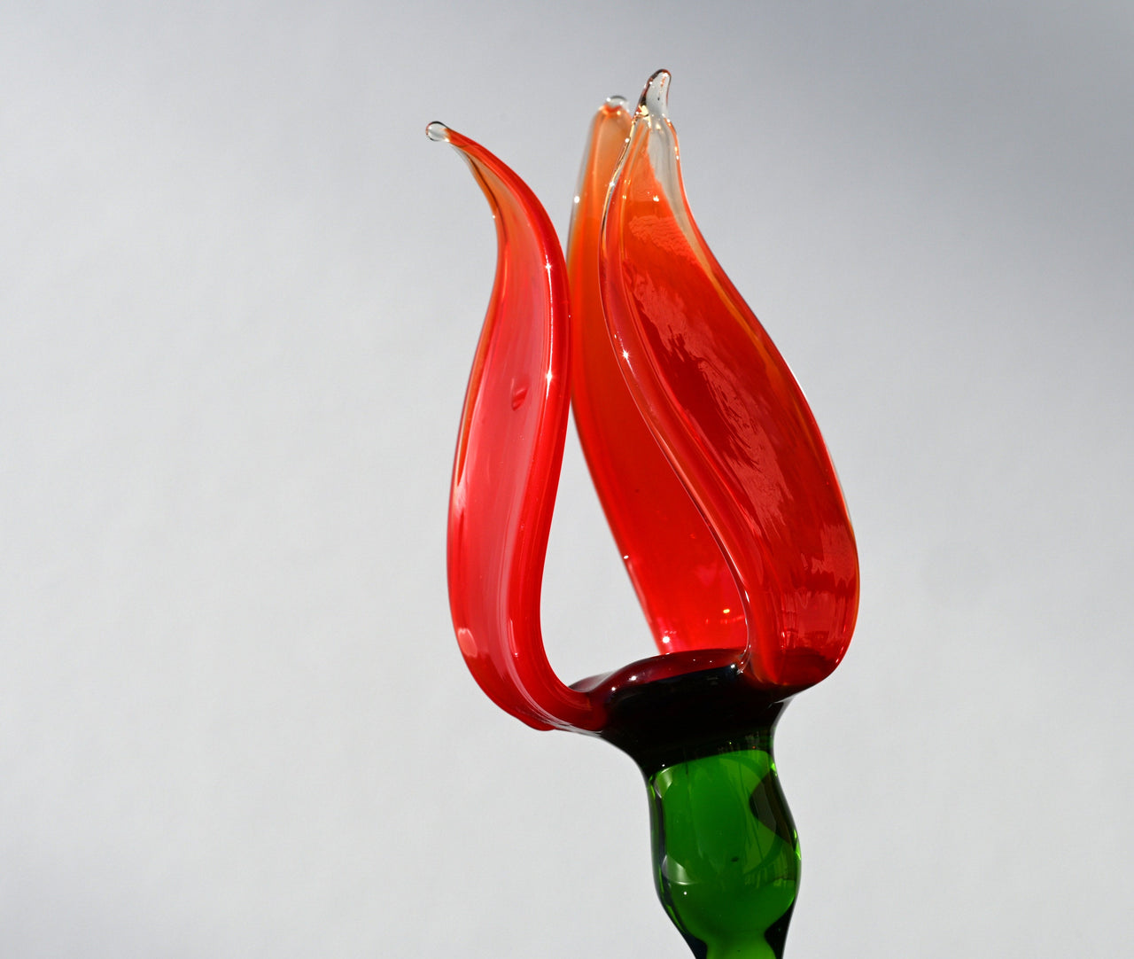Handmade Red Glass Tulip Flower Sculpture: Collectible Flamework Art