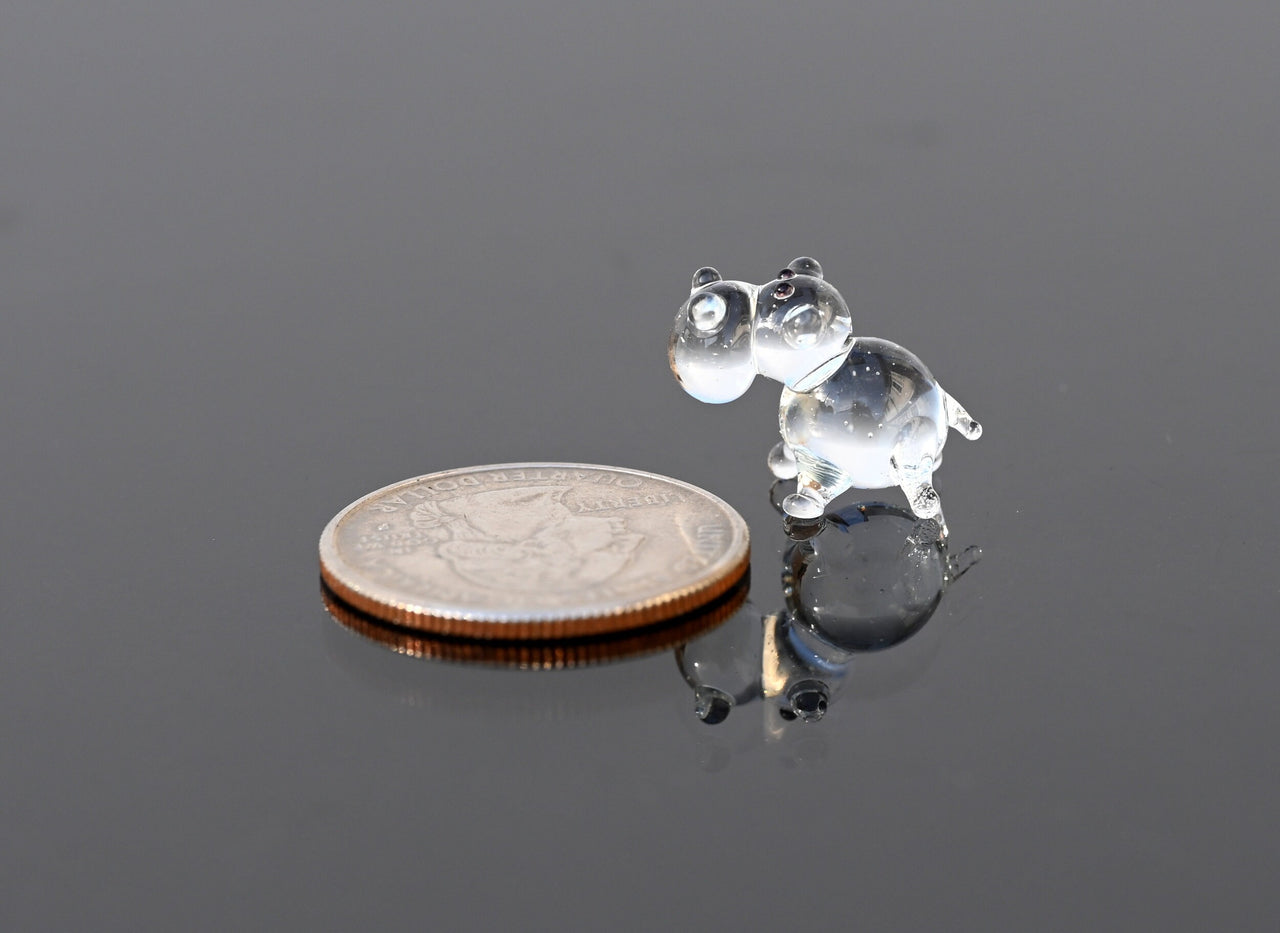 Lampwork Glass Hippo Miniature: Whimsical Hippo Character