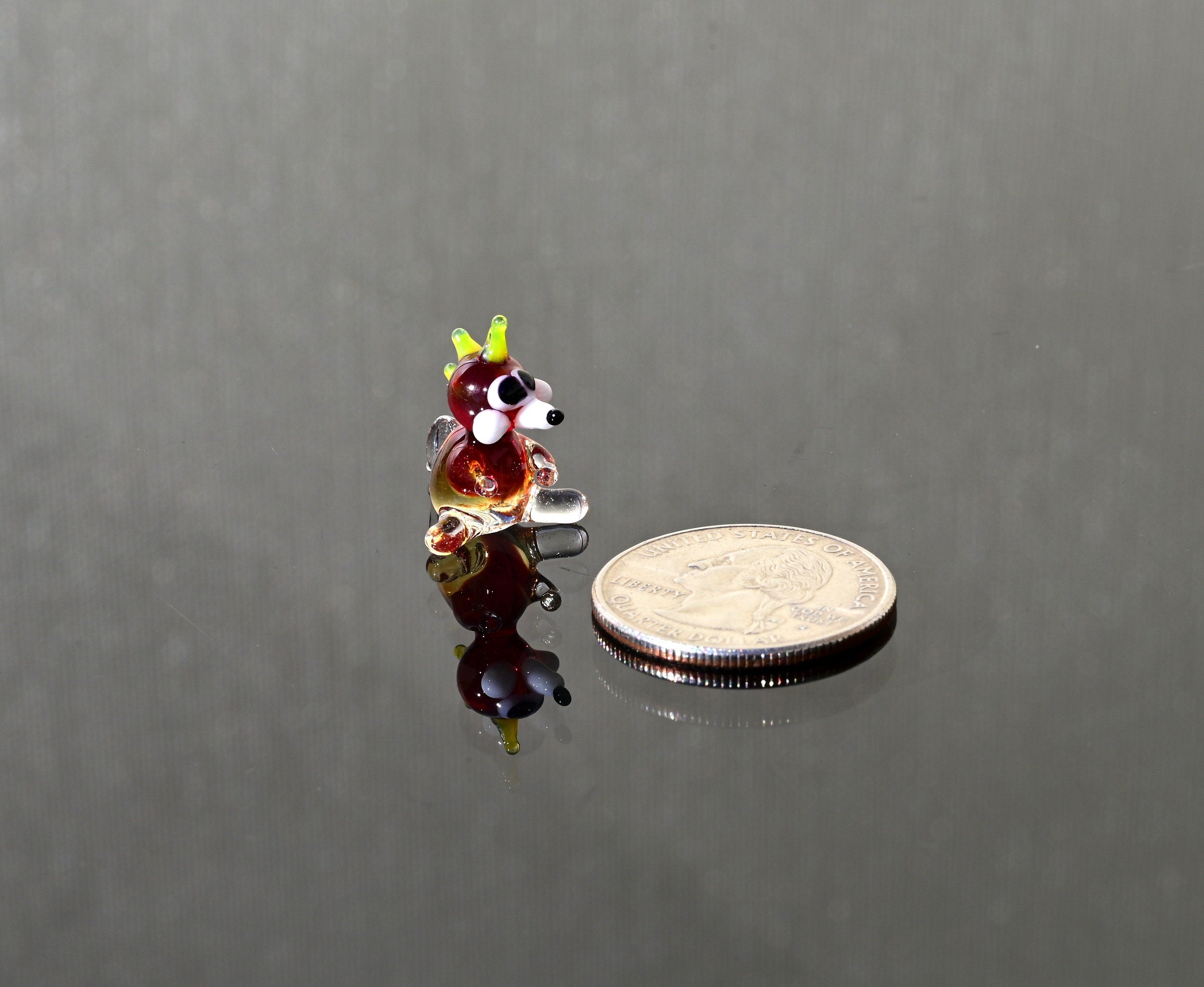 Tiny Glass Miniature Red Dragon Figurine: Whimsical Collectible