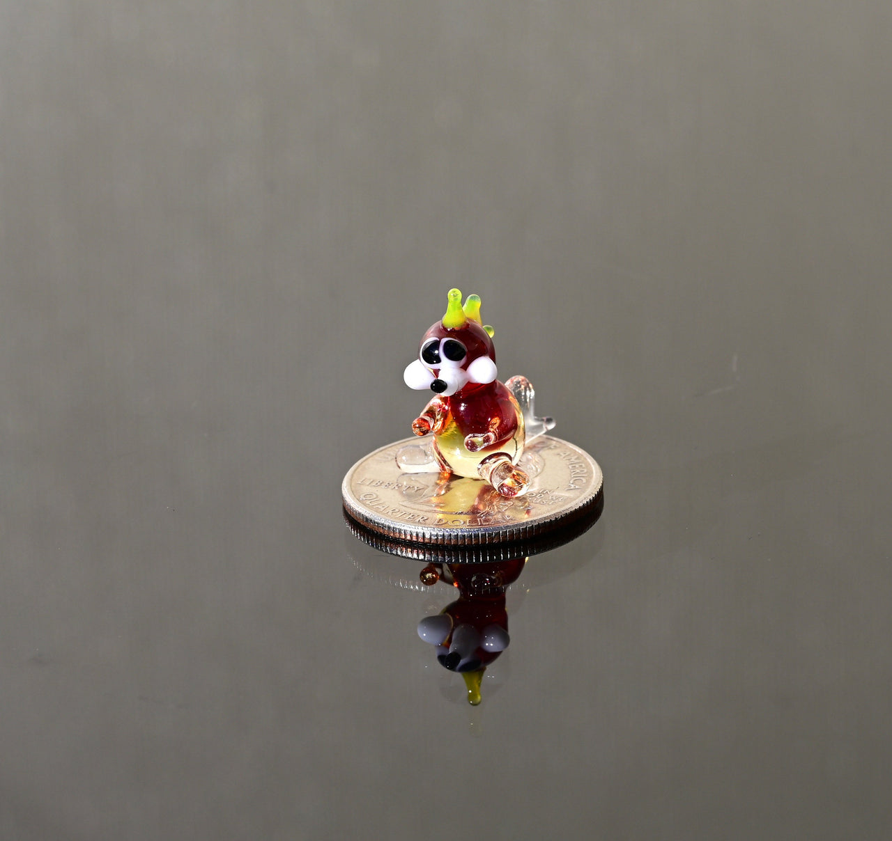 Tiny Glass Miniature Red Dragon Figurine: Whimsical Collectible