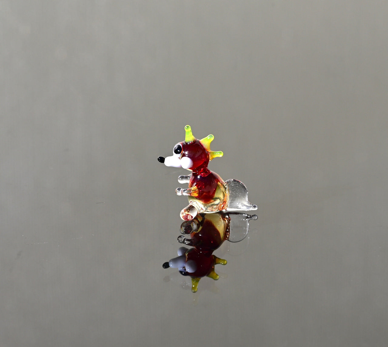 Tiny Glass Miniature Red Dragon Figurine: Whimsical Collectible