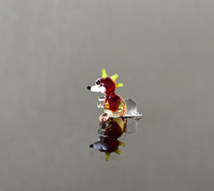 Tiny Glass Miniature Red Dragon Figurine: Whimsical Collectible