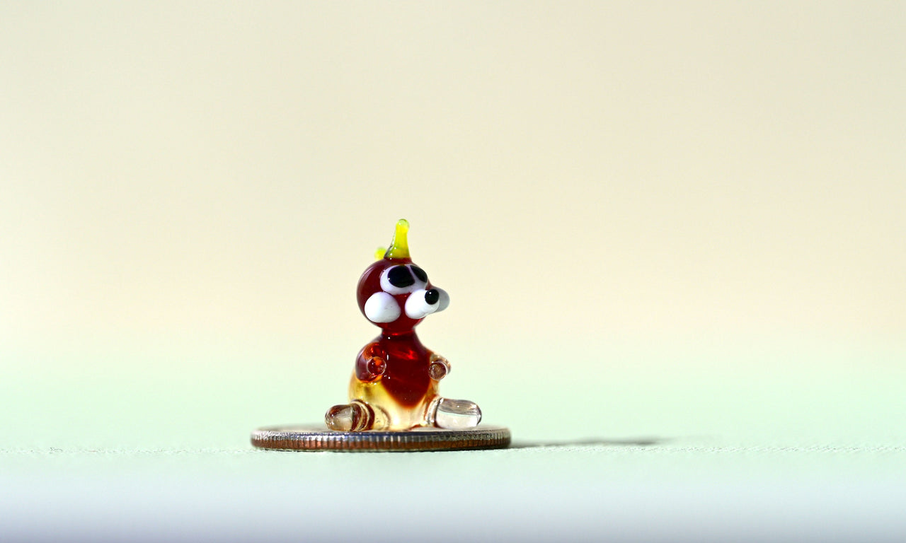 Tiny Glass Miniature Red Dragon Figurine: Whimsical Collectible