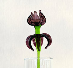 Glass Iris Flower, Purple Glass Flowers, Extra Long Stem, February Birth Flower Gift, Glass Birth Month Flower, Iris Art Glass, Mothers Day