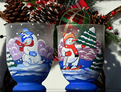Christmas Vase Set: Handblown Frosted Glass Decor