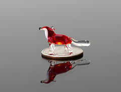 Handmade Red Glass Fox Figurine: Whimsical Animal Sculpture