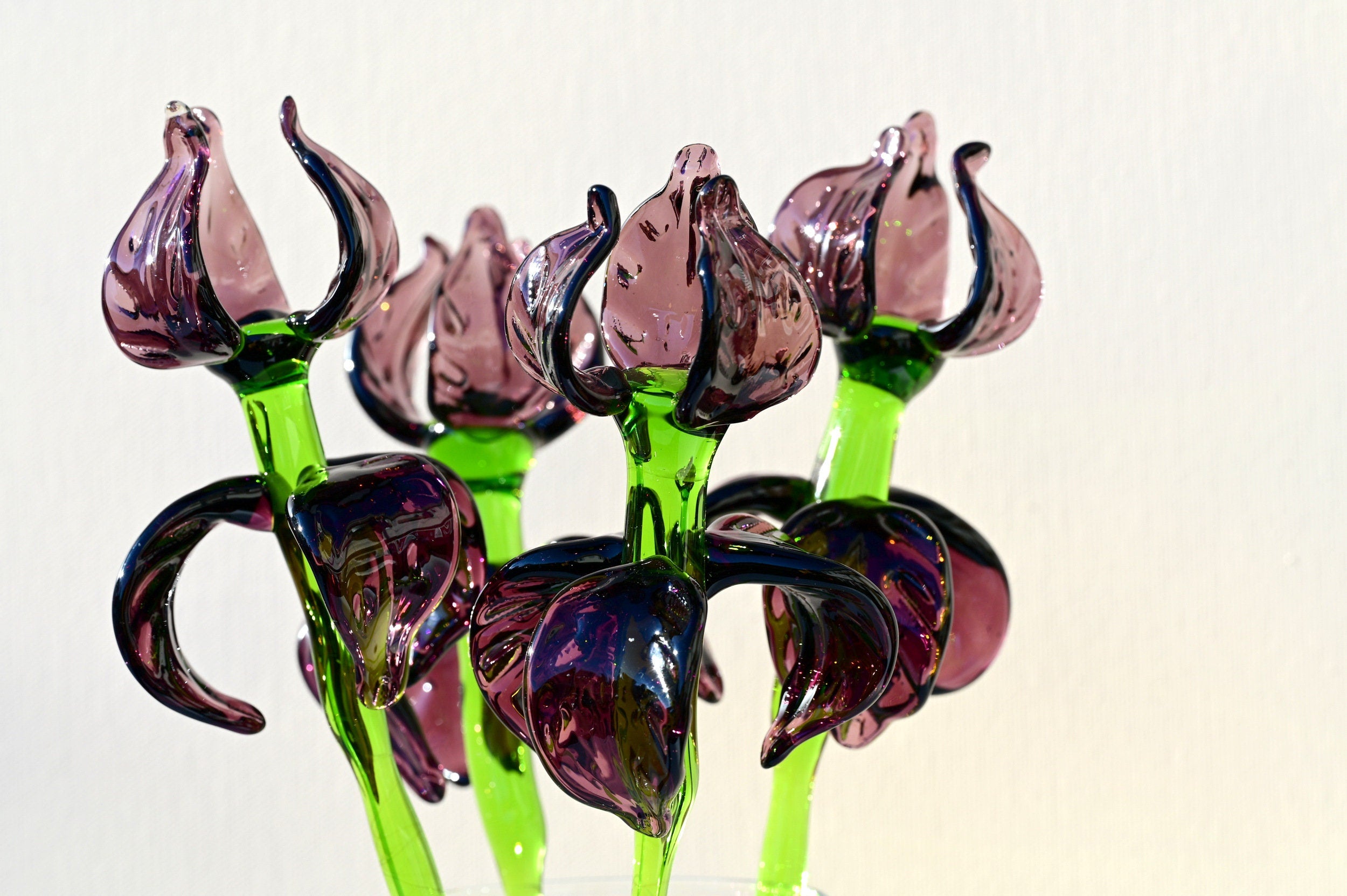 Glass Iris Flower, Purple Glass Flowers, Extra Long Stem, February Birth Flower Gift, Glass Birth Month Flower, Iris Art Glass, Mothers Day