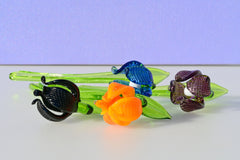 Handmade Multicolor Glass Flower Bouquet: Flame-Worked Garden Art