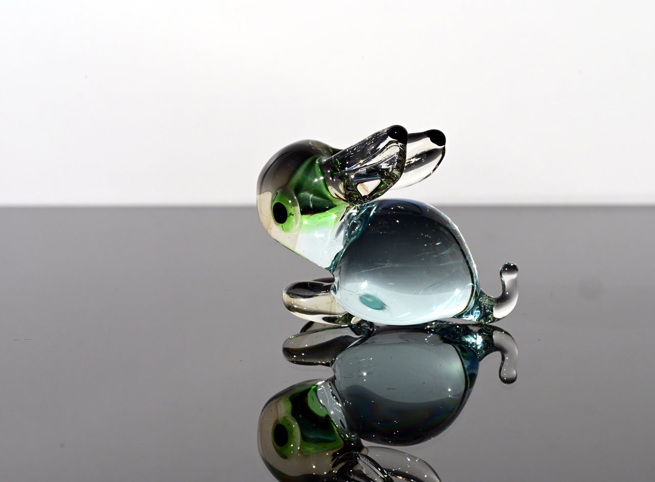 Handmade Clear Glass Bunny Figurine: Flame Work Sculpture, 3.5"