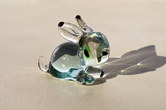Handmade Clear Glass Bunny Figurine: Flame Work Sculpture, 3.5"
