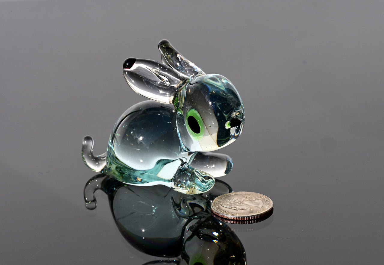 Handmade Clear Glass Bunny Figurine: Flame Work Sculpture, 3.5"