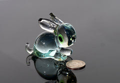 Handmade Clear Glass Bunny Figurine: Flame Work Sculpture, 3.5"