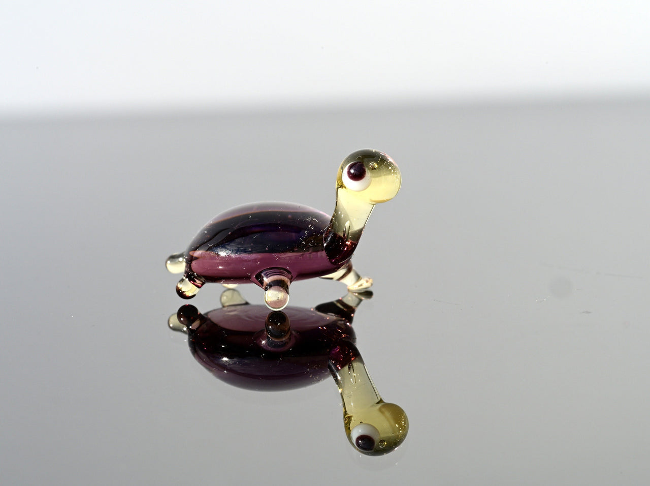 Tiny Glass Turtle Figurine: Purple Miniature Character
