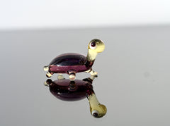 Tiny Glass Turtle Figurine: Purple Miniature Character