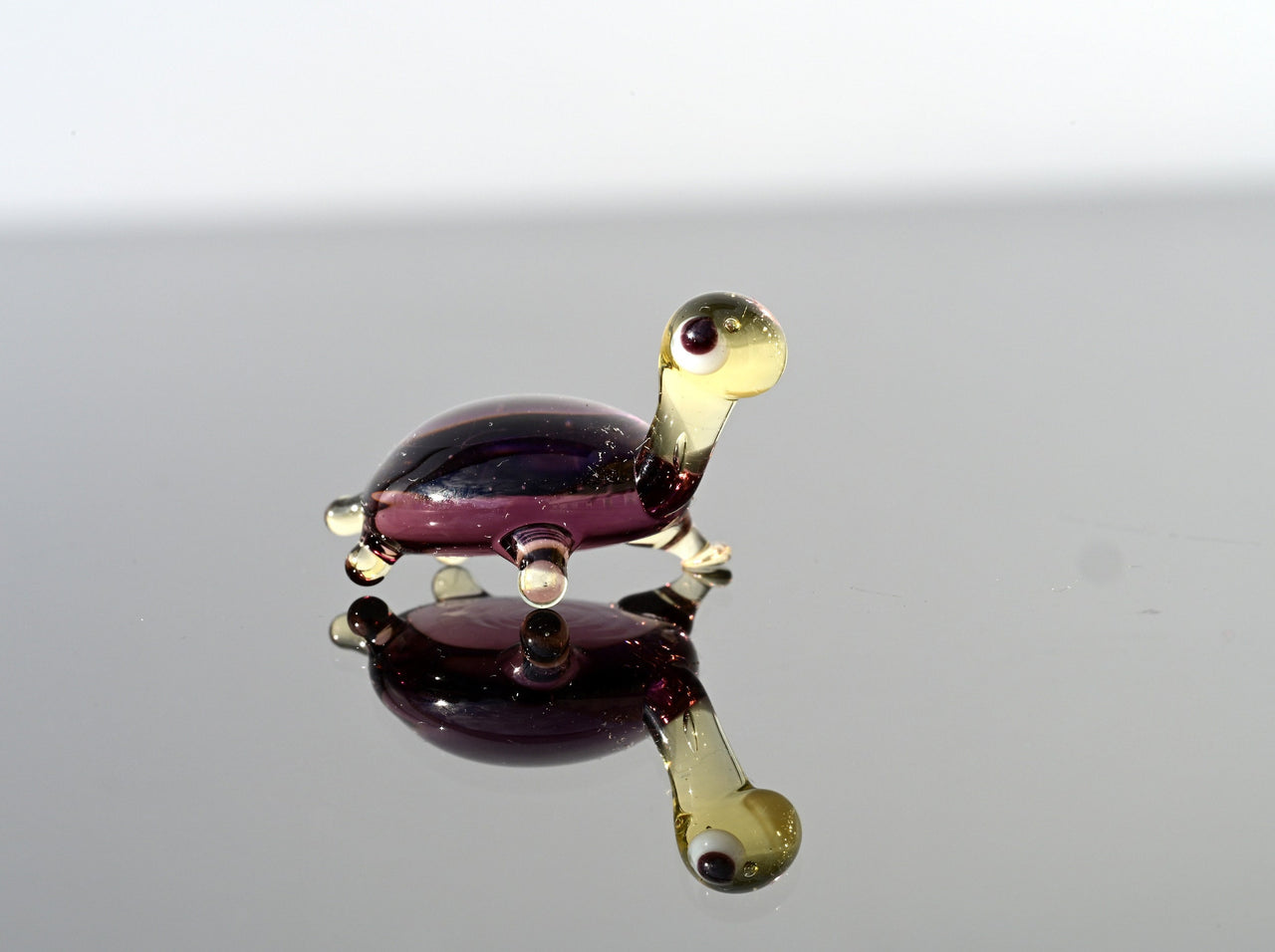 Small Glass Turtle - Purple Turtle Gift - Tiny Glass Animal - Turtle Figurine Decor Gifts for Women - Miniature Glass Animal