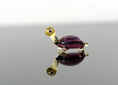 Tiny Glass Turtle Figurine: Purple Miniature Character