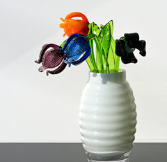 Handmade Multicolor Glass Flower Bouquet: Flame-Worked Garden Art