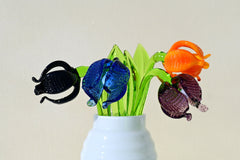 Handmade Multicolor Glass Flower Bouquet: Flame-Worked Garden Art