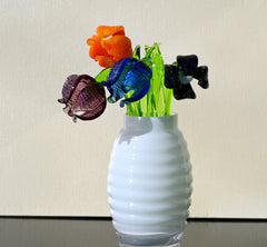 Handmade Multicolor Glass Flower Bouquet: Flame-Worked Garden Art
