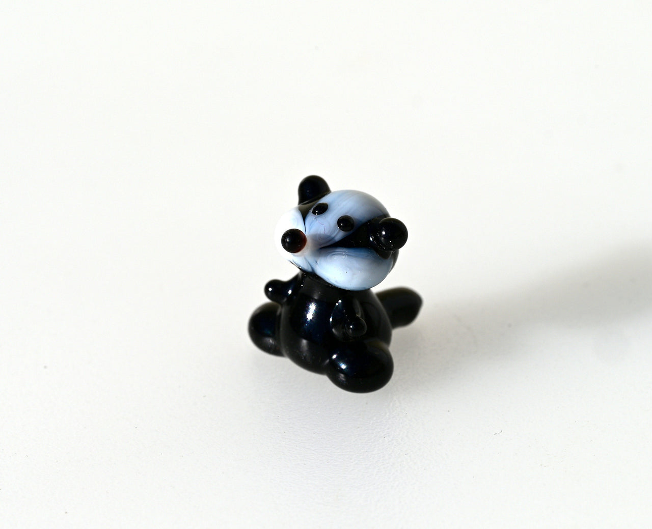 Tiny Glass Badger Figurine – Hand Blown Lampwork Miniature | Black & White Animal Sculpture | Collectible Desk Decor Gift