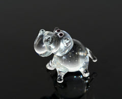 Lampwork Glass Hippopotamus Miniature: Whimsical Hippo Figurine