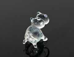 Lampwork Glass Hippopotamus Miniature: Whimsical Hippo Figurine