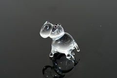 Lampwork Glass Hippopotamus Miniature: Whimsical Hippo Figurine