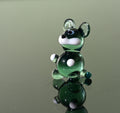 Lampwork Glass Mouse Miniature: Whimsical Green Figurine