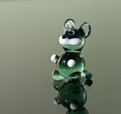 Lampwork Glass Mouse Miniature: Whimsical Green Figurine
