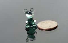 Lampwork Glass Mouse Miniature: Whimsical Green Figurine