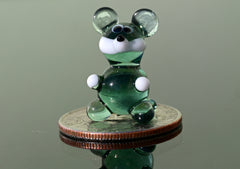 Lampwork Glass Mouse Miniature: Whimsical Green Figurine