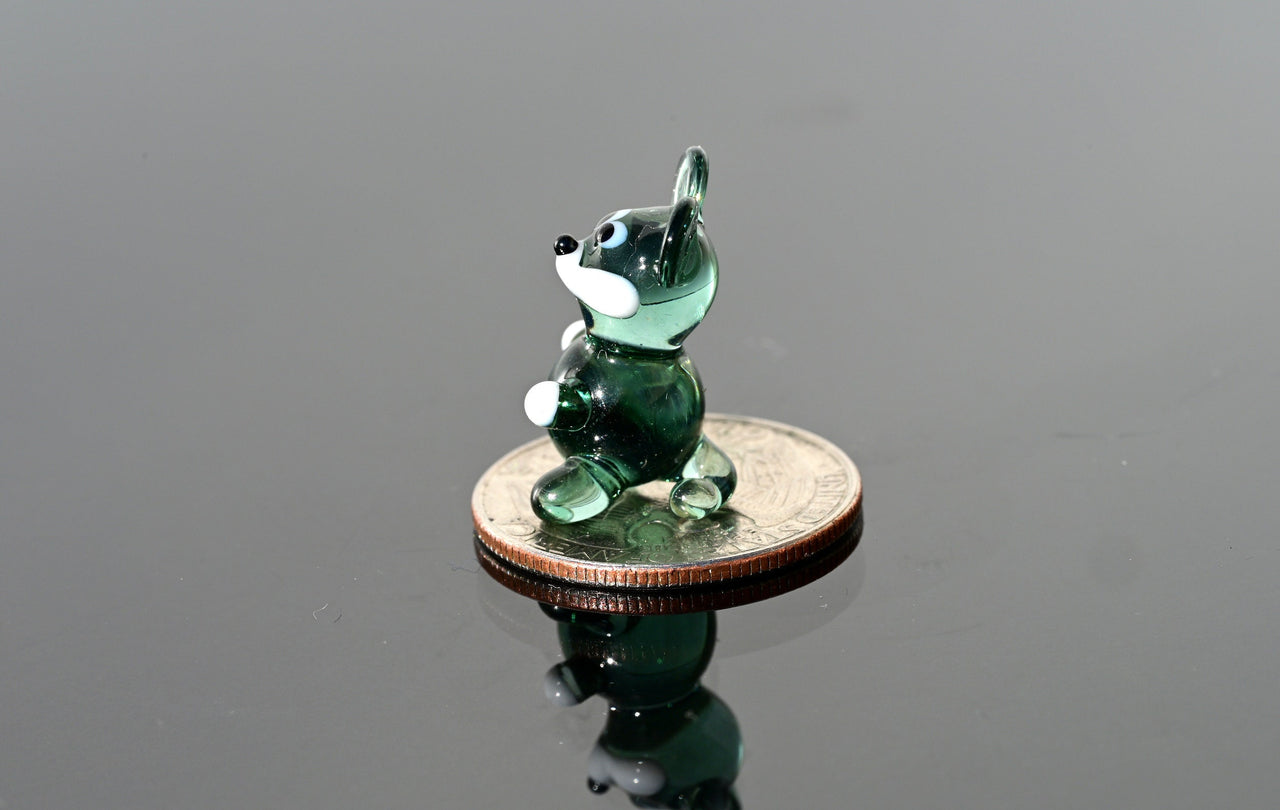 Lampwork Glass Mouse Miniature: Whimsical Green Figurine