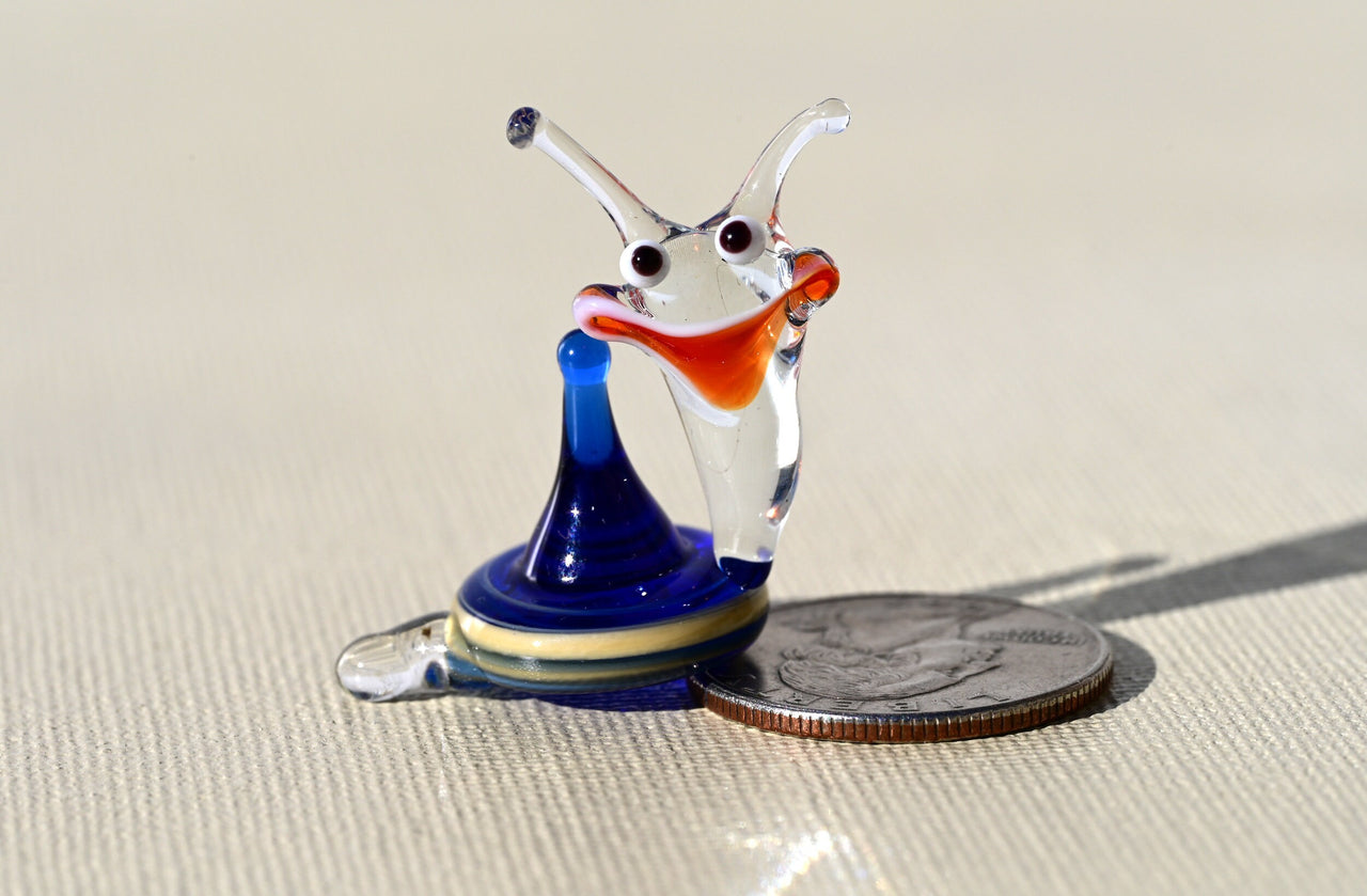 Glass Snail, Tiny Glass Animals, Snail, Whimsical Decor, Blue Glass Snail, Snail Decor, Mini Glass Animals, Snail Gifts, Glass Animals