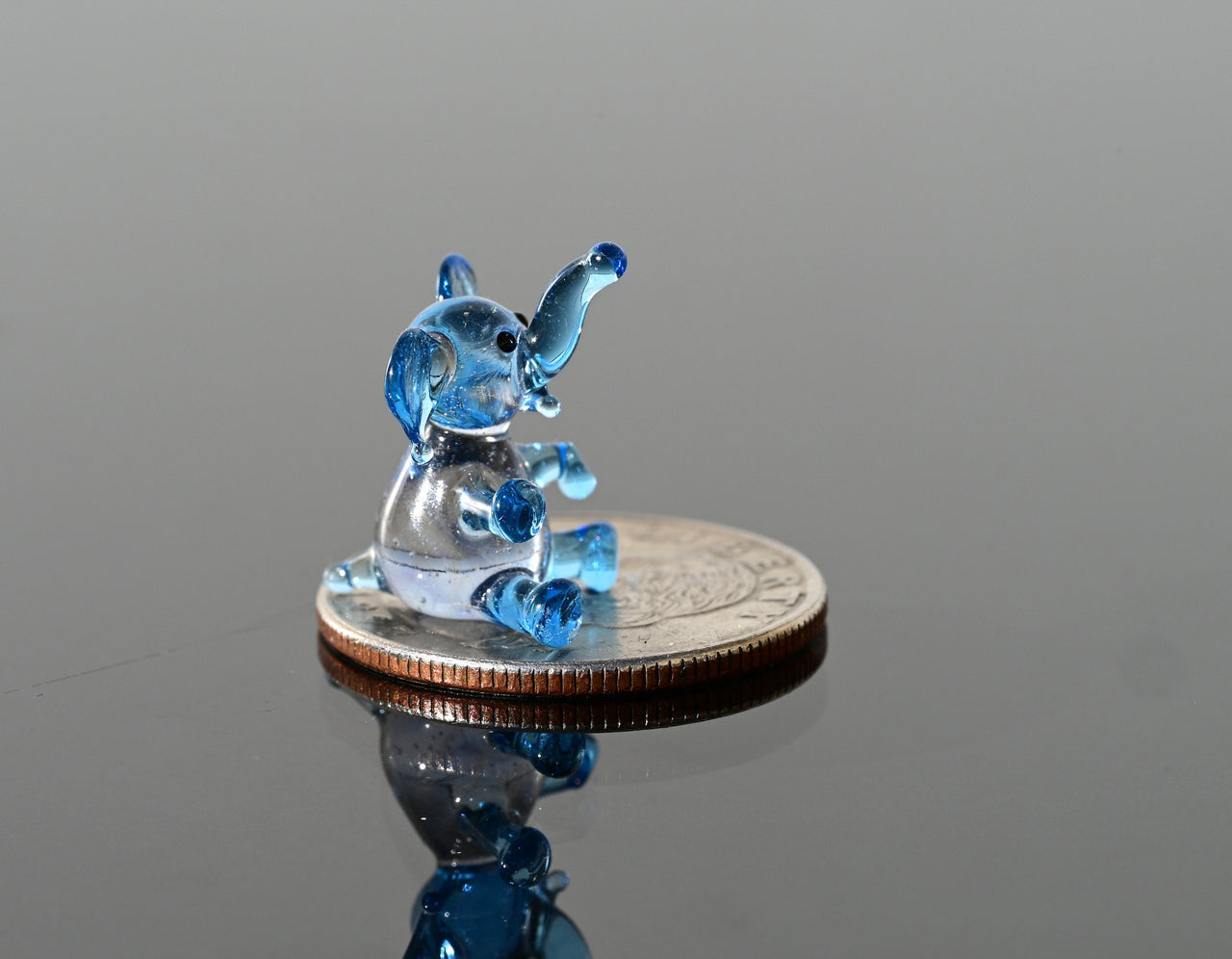 Miniature Glass Animals, Elephant Ornament, Elephant Figurine, Glass Elephant, Elephant Gifts, Tiny Glass Animals, Blue Glass Elephant, Art