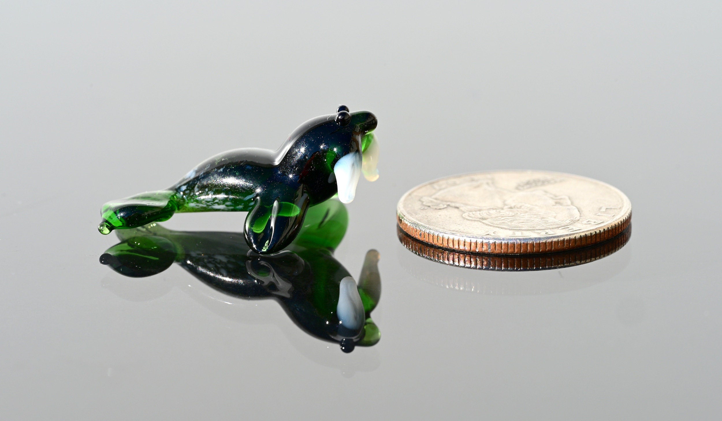 Hand-Blown Glass Walrus Miniature: Lampwork Figurine