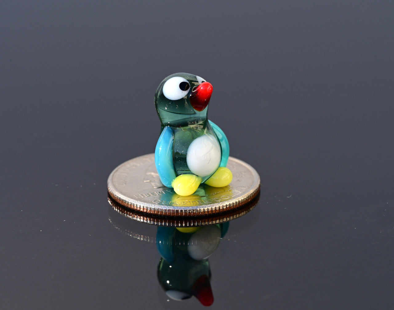 Handmade Tiny Penguin Figurine: Whimsical Glass Collectible Sculpture