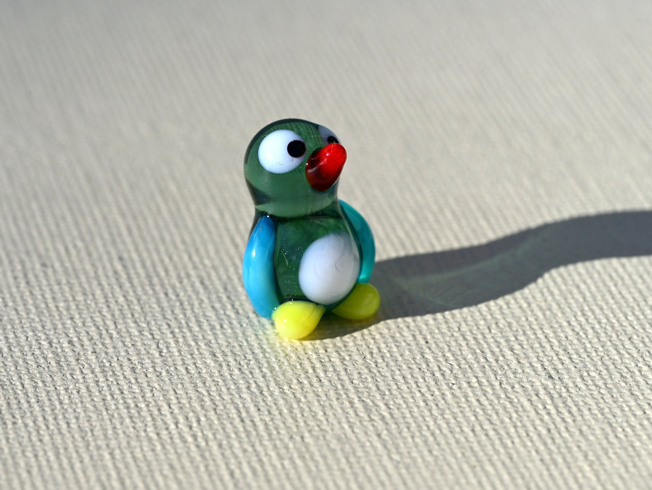 Handmade Tiny Penguin Figurine: Whimsical Glass Collectible Sculpture