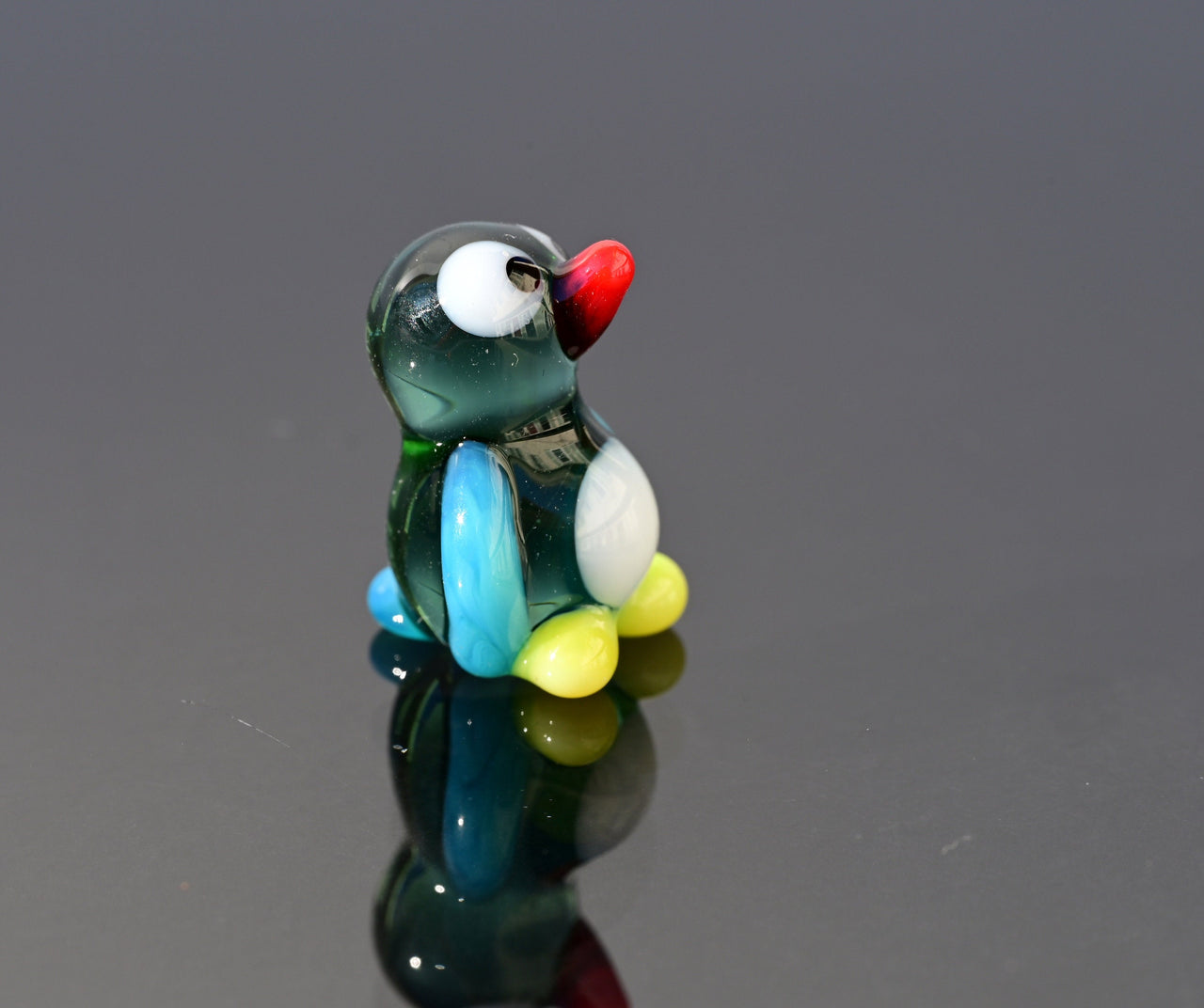 Handmade Tiny Penguin Figurine: Whimsical Glass Collectible Sculpture