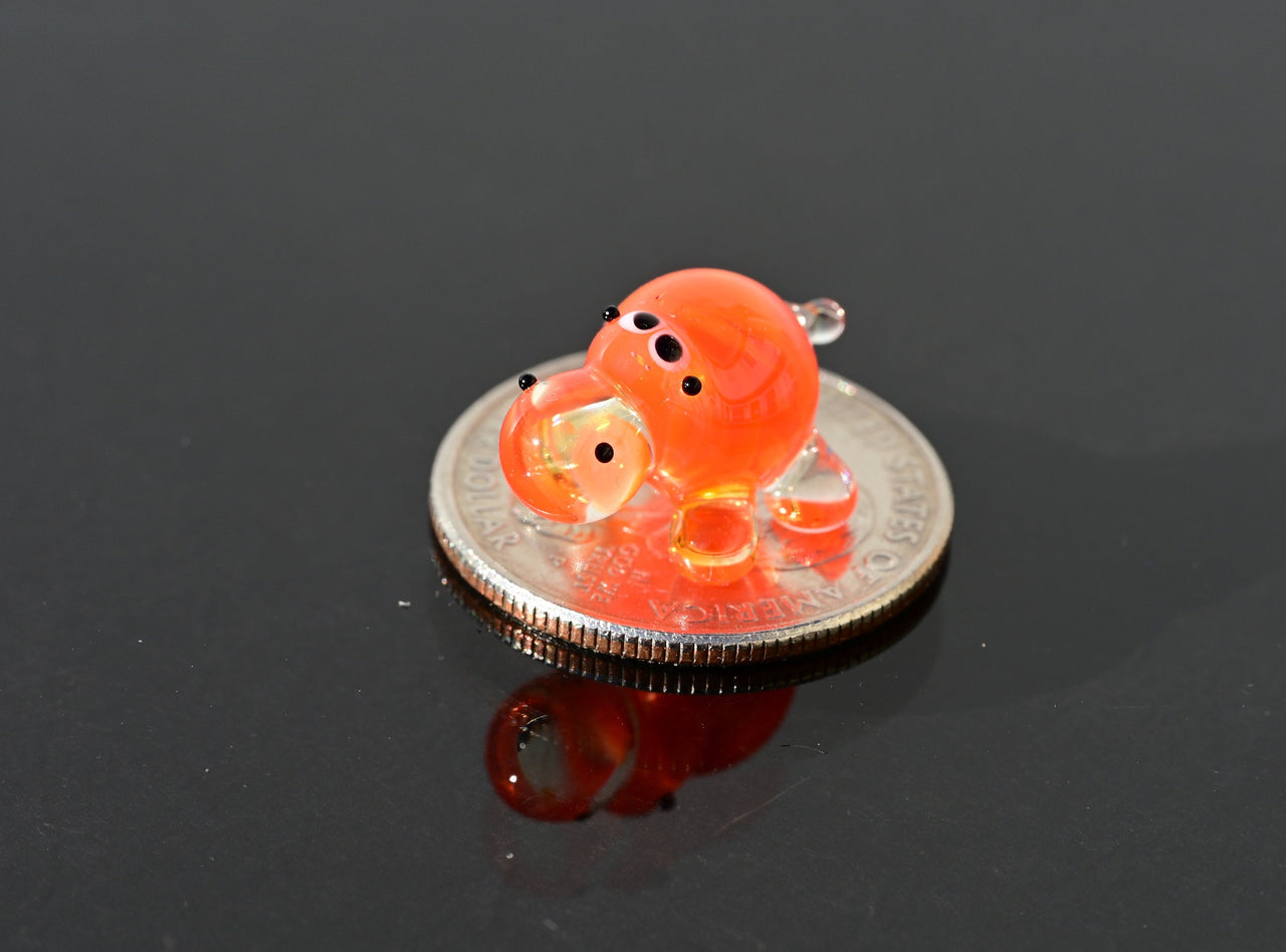 Hippo Gifts, Desk Pet, Safari Animals, Glass Hippo, House Hippo, Orange Hippo, Glass Animals, Tiny Animal, Cute Gift, Miniature Figurine