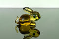 Hand Blown Art Glass Bunny: Amber Figurine, Flame Work Sculpture