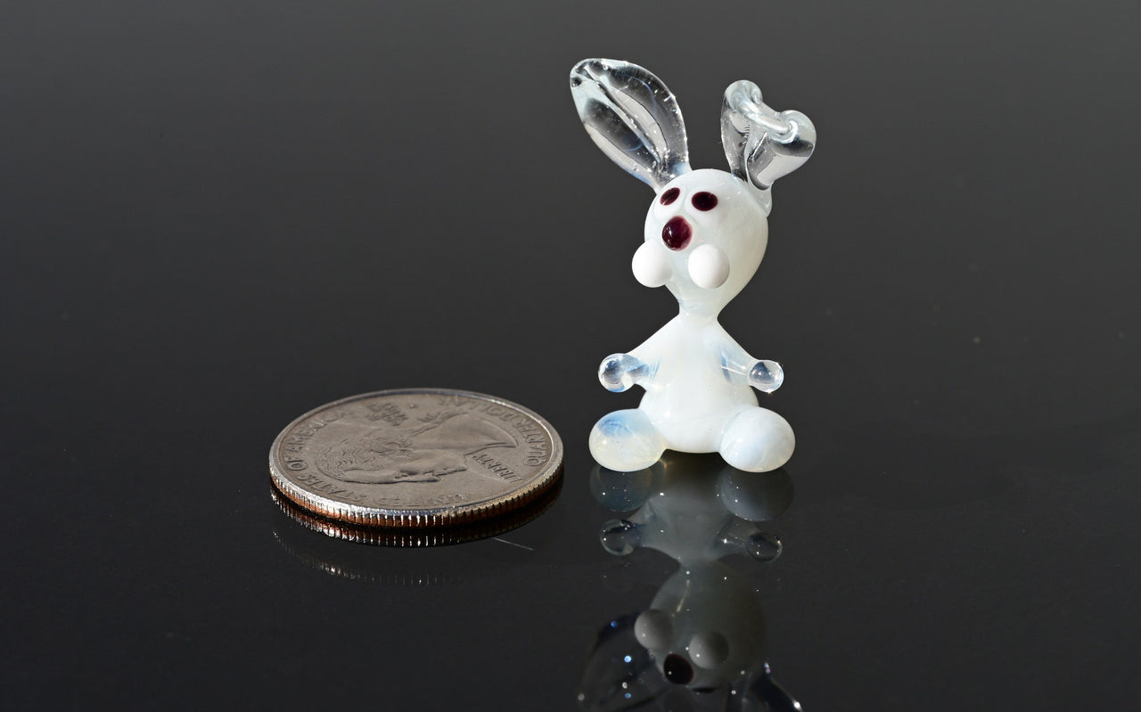 Tiny Glass Bunny Figurine: Lampwork Miniature, Whimsical Gift