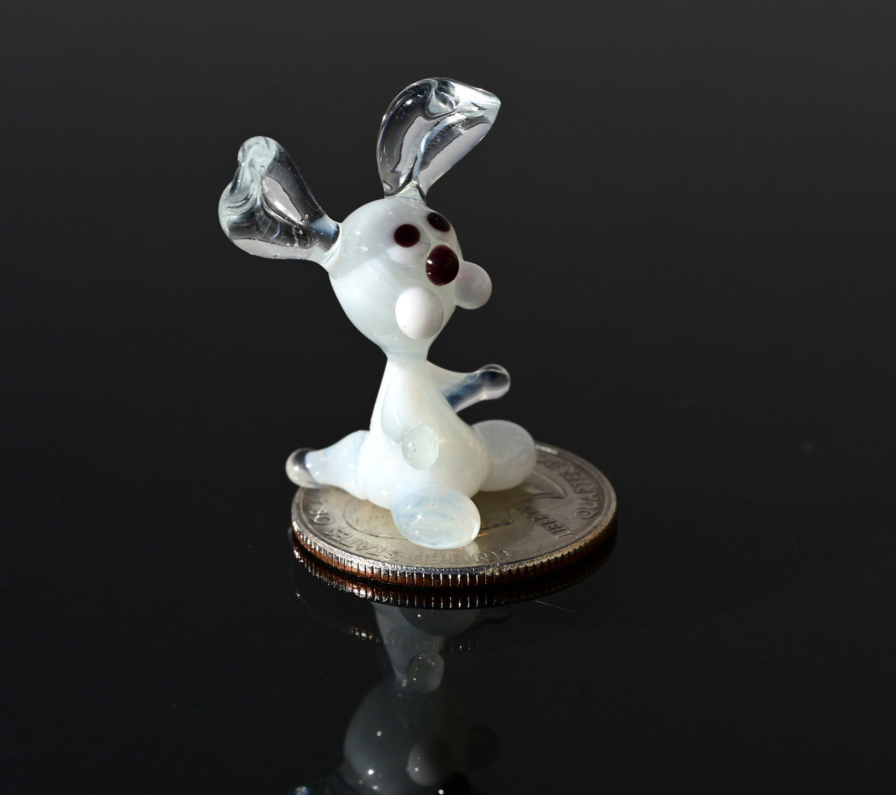 Tiny Glass Bunny Figurine: Lampwork Miniature, Whimsical Gift