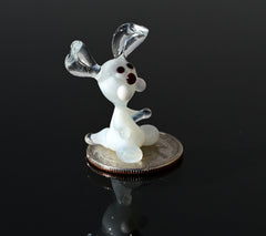 Tiny Glass Bunny Figurine: Lampwork Miniature, Whimsical Gift