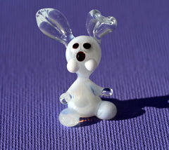 Tiny Glass Bunny Figurine: Lampwork Miniature, Whimsical Gift