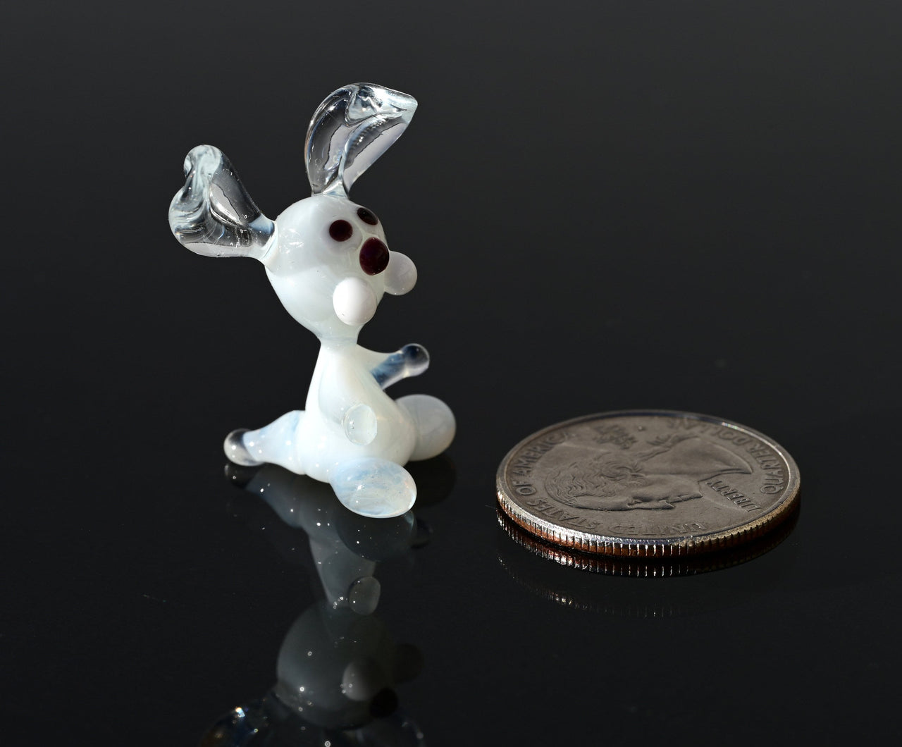 Tiny Glass Bunny Figurine: Lampwork Miniature, Whimsical Gift